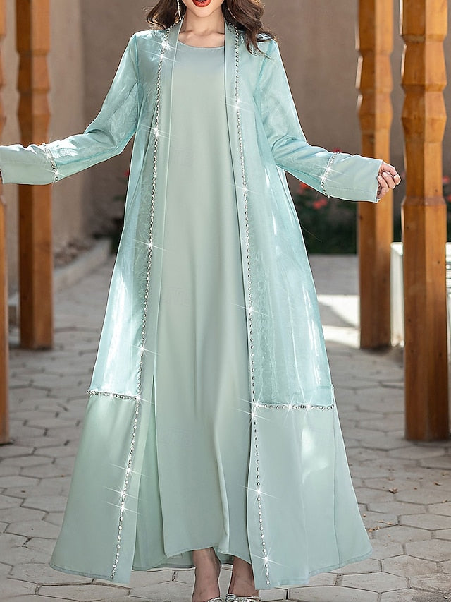 Vintage Mother A-Line Elegant Dress Neck the of Floor Bride Crew