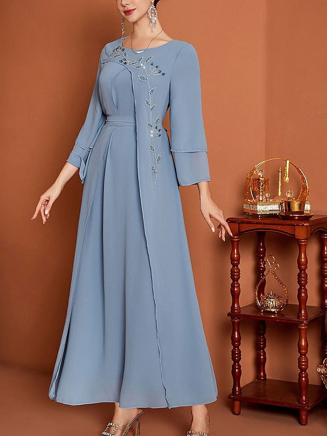 Length Elegant of Bride Floor Neck A-Line V the Mother Dress