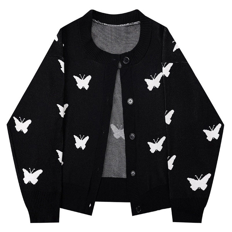 Soft Black Butterfly Cardigan