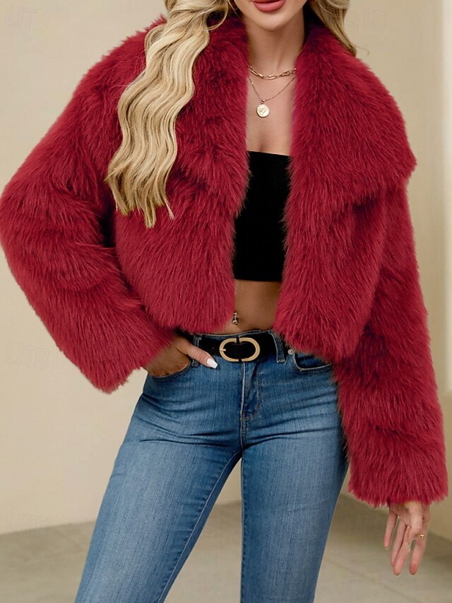 Women's Fur Leathers Faux Furs Coat Comfortable Warm