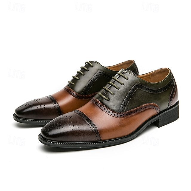 Shoes Wingtip – Leather Black and Men's Faux Oxford Brown