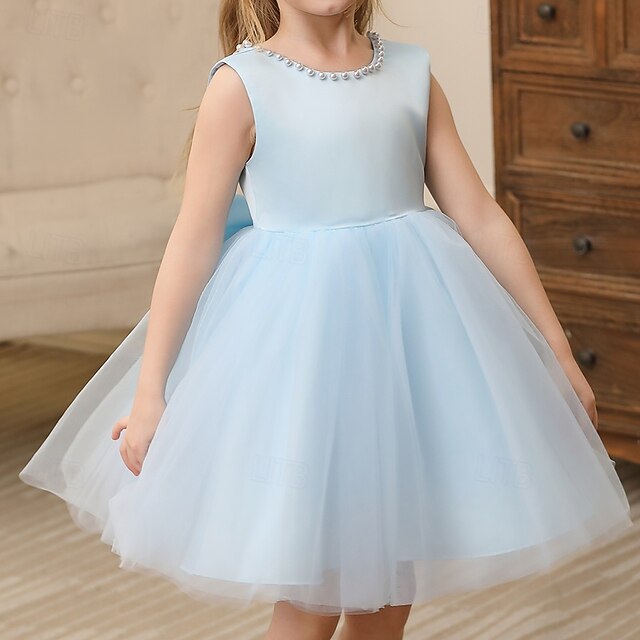 Kids Sleeveless Party Dress Wedding Girls' Color Solid