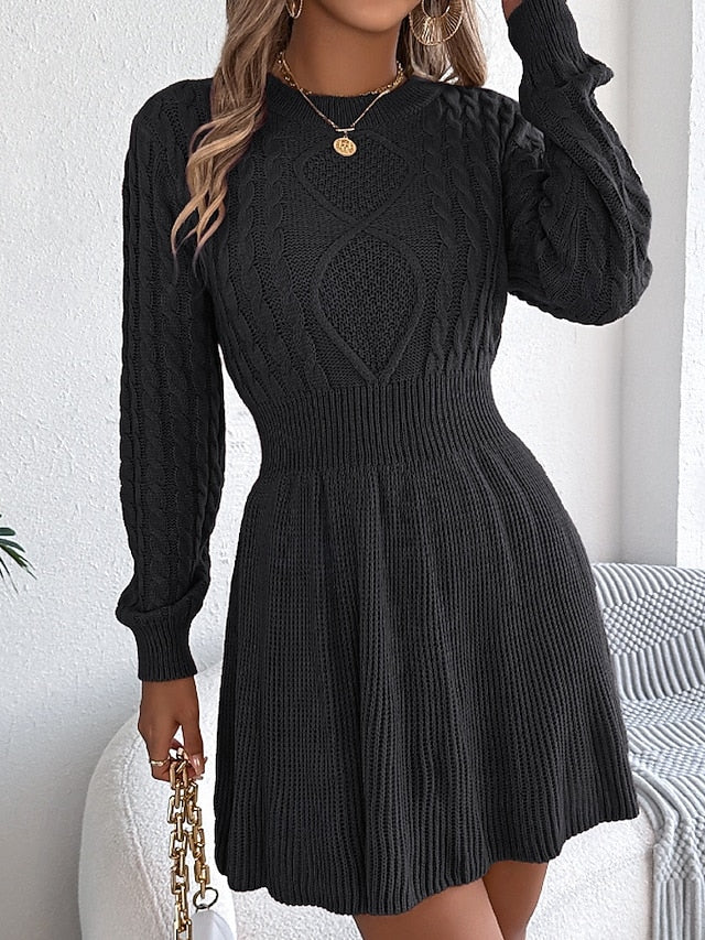 Women's Mini Dress Poly-Cotton Linen Texture Dresses