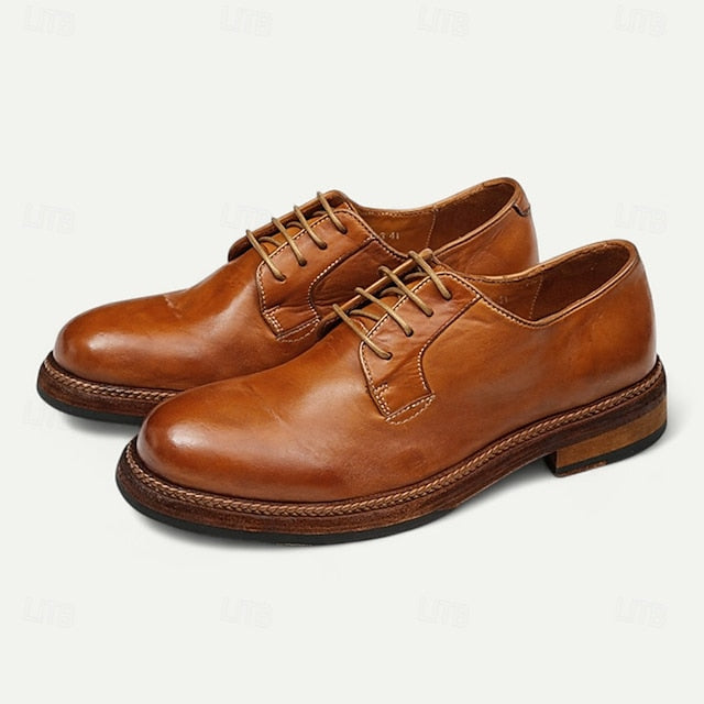 Shoes Derby Leather Clean Men's Goodyear Tan with and Welt