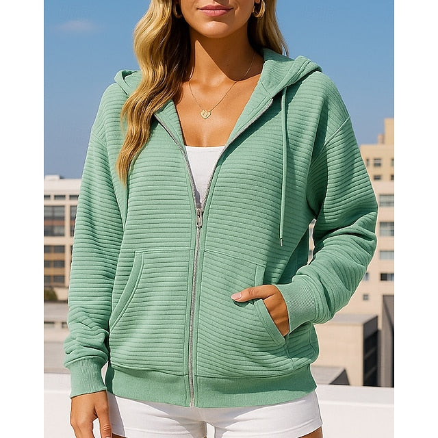 Women's Hoodie Sweatshirt Zip Up Jacket with Pockets Long