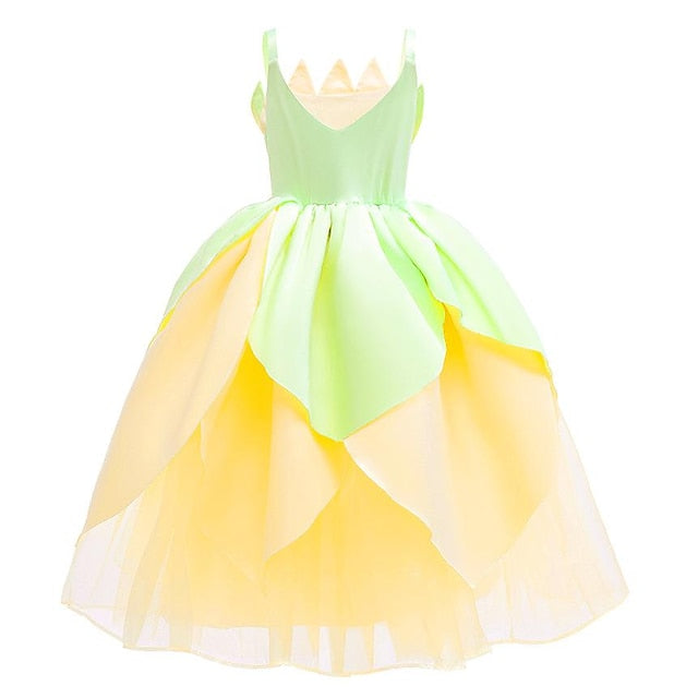 Tinker Flower Girl Tiana Dress Theme Fairytale Princess Bell