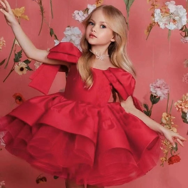 Dress Solid Party Girls' Flower Girl Kids Color