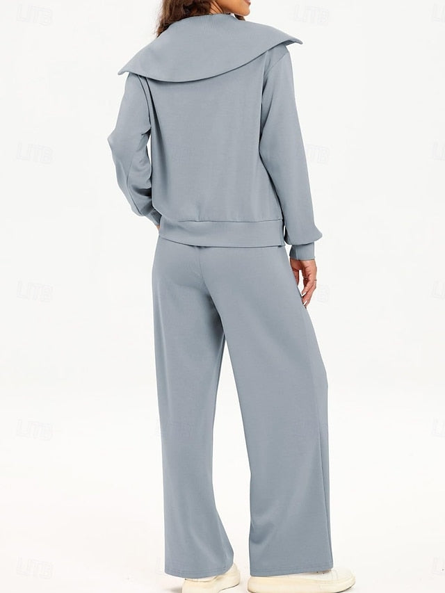 Women's Pants Sets Bolero Top Long Sleeve Shirt Collar