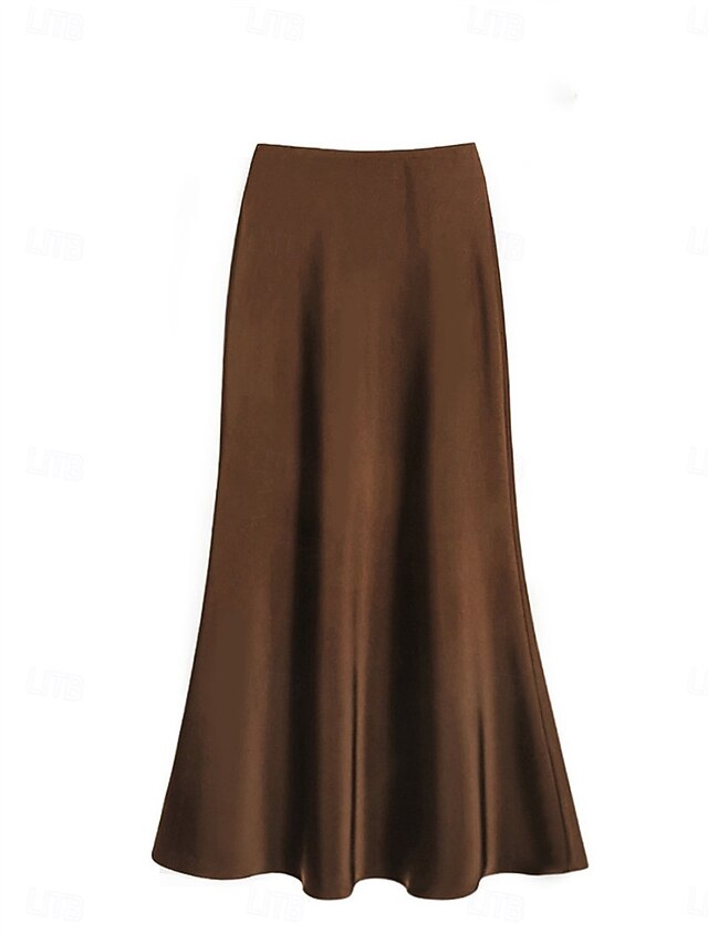 Women's Satin Skirts Elegant Vintage Fashion Casual Maxi