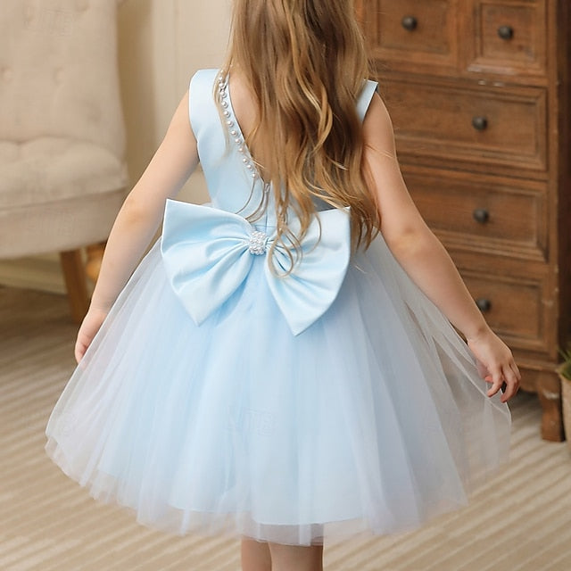 Kids Sleeveless Party Dress Wedding Girls' Color Solid