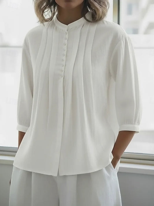 Women's Shirt Button Down Shirt Casual Shirt Blouse Pleated