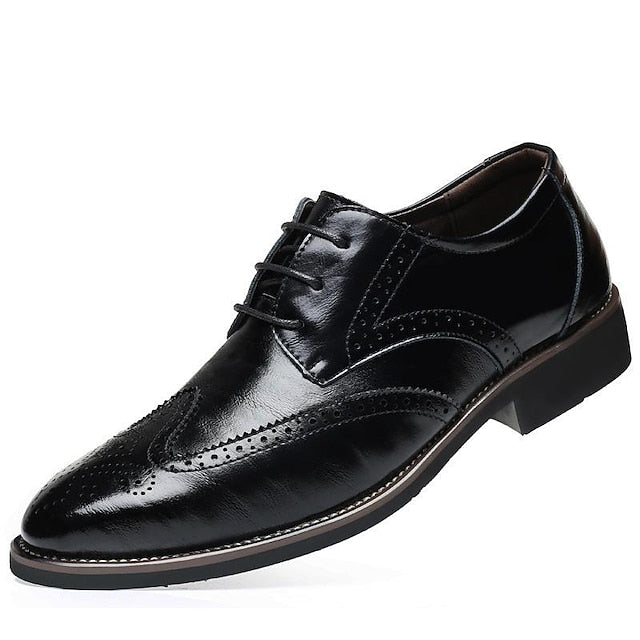 Shoes Blue Brogue with Faux Oxford Men's Classic Leather