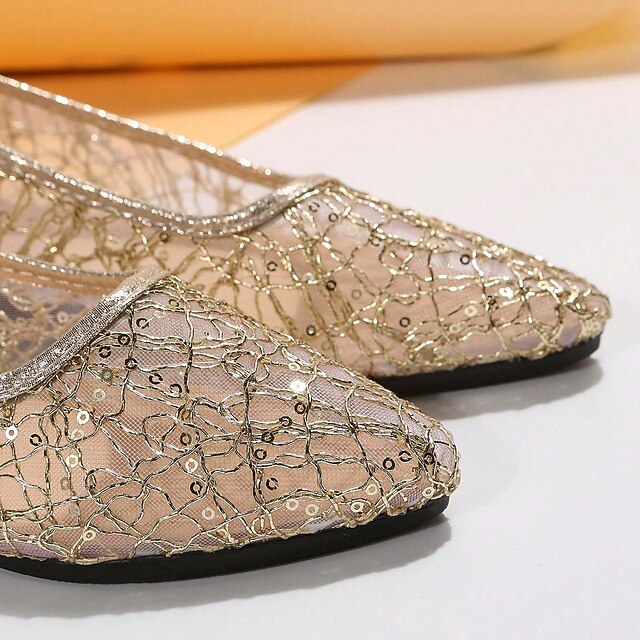 Silver Ballet Sequin Flats Elegant Women's – Mesh