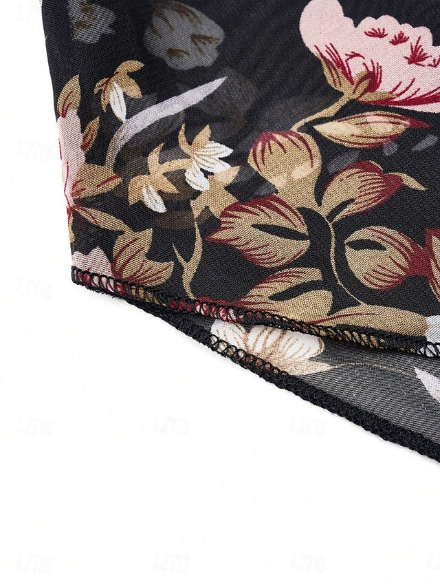 Women's Shirt Blouse Mesh Print Floral Stylish Casual 3/4