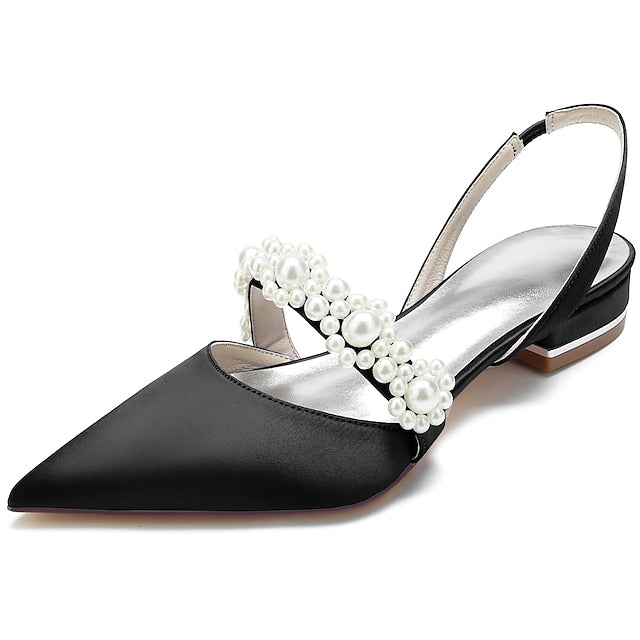 White Pearl Women's Elegant Satin Shoes with