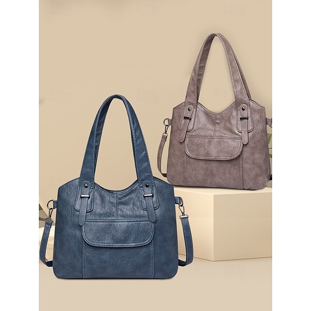 Bag Women's Vintage Dual Faux Tote with Leather Brown