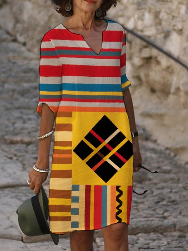 Women's Midi Dress Casual Dress Print Dress Vintage Daily