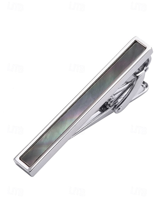 with tie and clip Men's of inlaid brass pearl mother