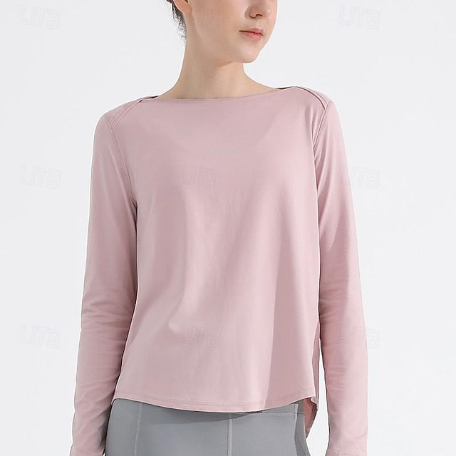 Women's Yoga Top Crew Neck Quick Dry Lightweight Breathable