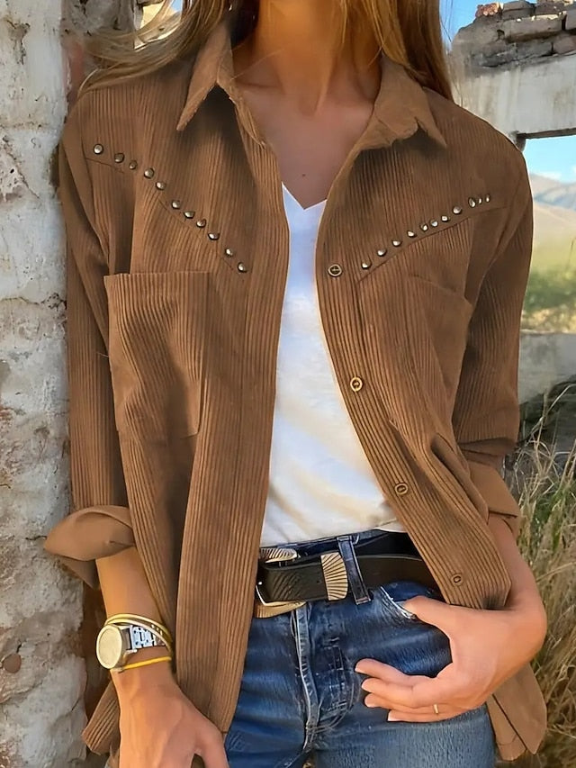 Women's Shirt Button Down Shirt Casual Shirt Pocket Buttons