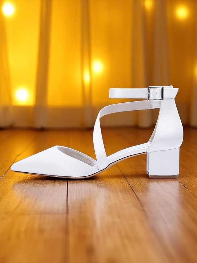 Toe Women's Block Satin Pointed - Heels Champagne