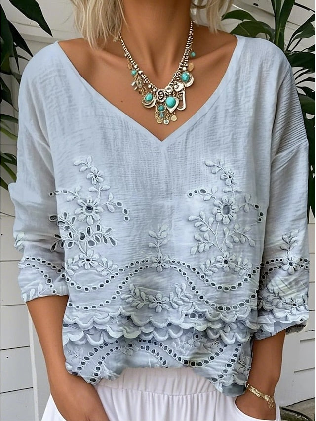 Women's Blouse Floral Graphic Vintage Stylish Classic 3/4