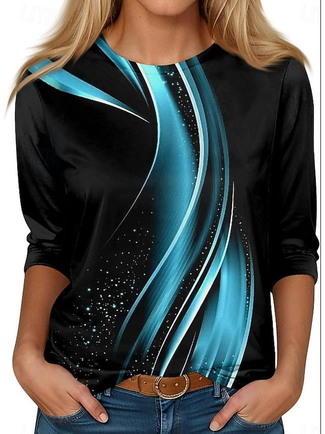 Women's T shirt Long Sleeve Ombre Casual Long Tops Daily