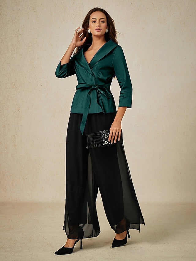 Women's Blouse Evening Tops Tie Front Solid Color Plain