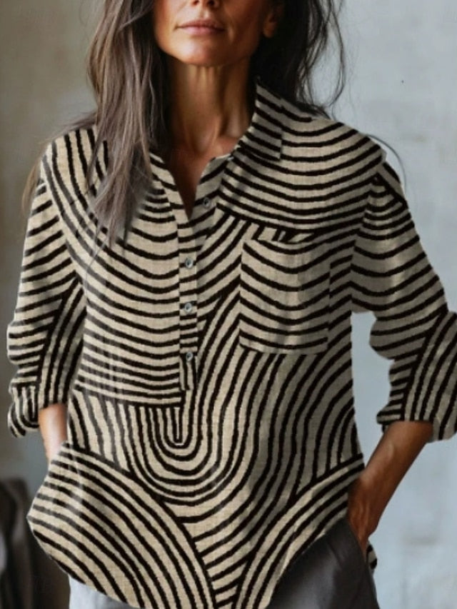 Women's Shirt Pocket Buttons Print Floral Stylish Casual