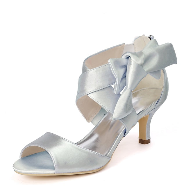 Shoes Bridal Women's Bowknot Kitten Wedding Open Heel