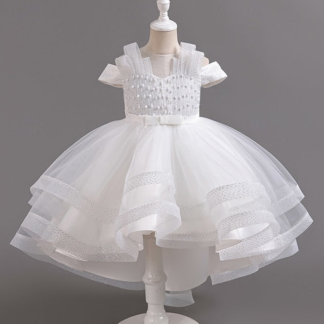 Solid Wedding Party Short Color Girls' Sleeve Kids Dress