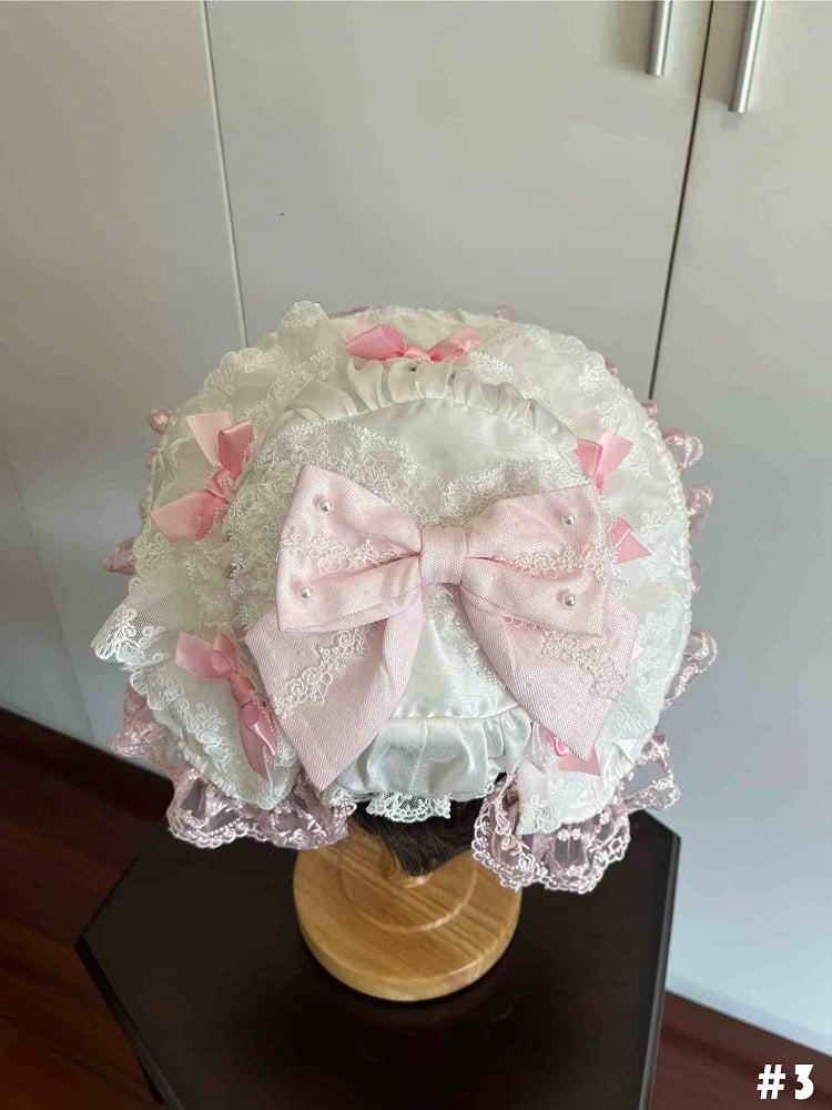 Lolita Sweet Decorated Pink Bows Hat