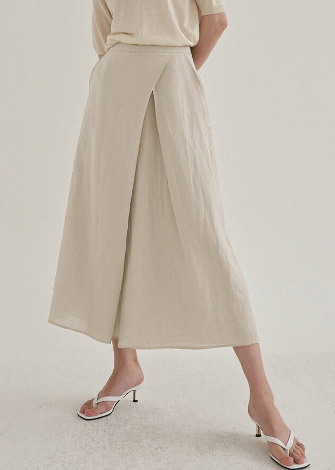 Linen Spring Waist Leg French Pants High Wide