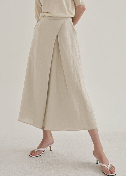 Linen Spring Waist Leg French Pants High Wide