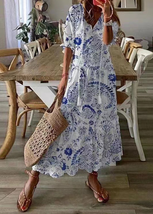 Hollow White Dress Party Elegant Ruffled Summer Out Cotton