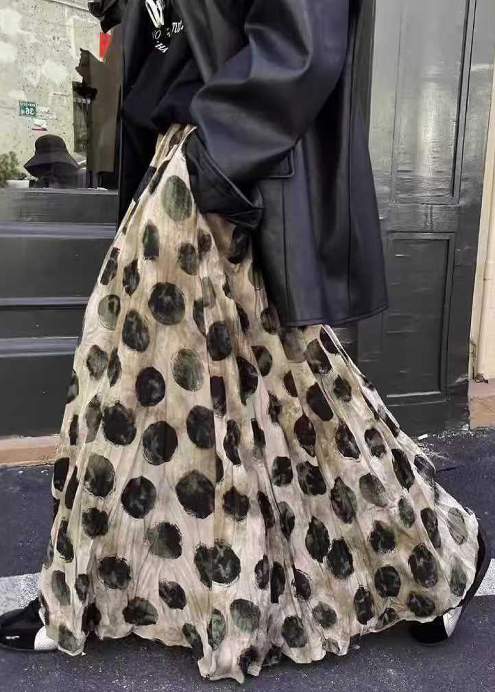 Skirt Summer Cotton Loose Apricot Dot Pockets