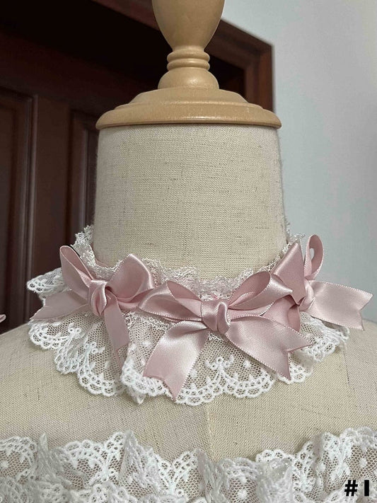 White Bows Choker Pink Decorated