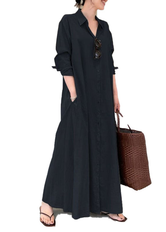 Spring Vintage Robe Dresses Green Army Cotton Oversized