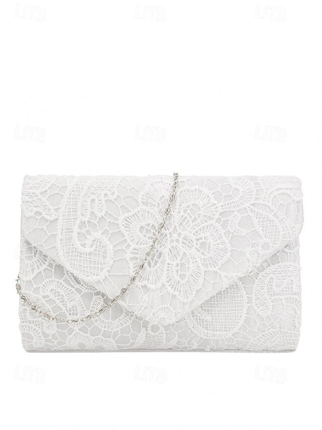 Clutch with Lace Women's Bag Evening Strap Chain