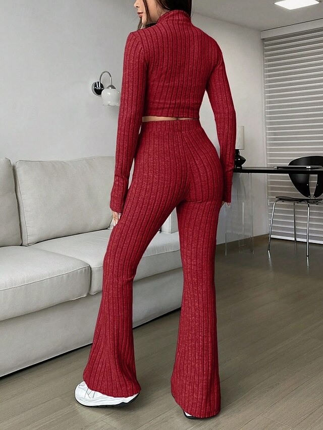 Women's Pants Sets Bolero Top Long Sleeve Shirt Collar