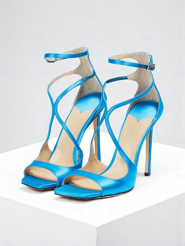 Heels Lavender Satin Crisscross Elegant - Stiletto Women's