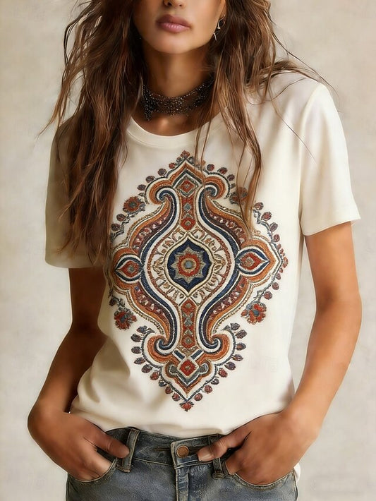 Women's T Shirt Tee Top Print Graphic Geometric Bohemia