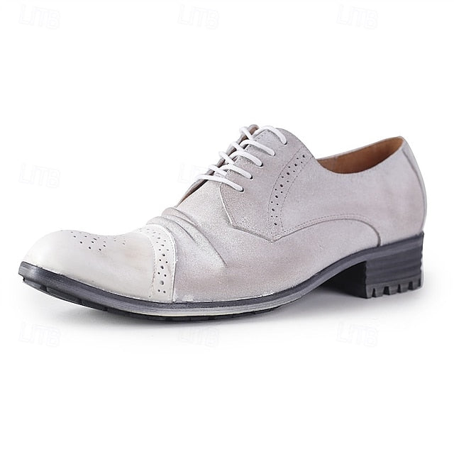 – Brogue Leather Shoes Oxford Men's Vintage Genuine