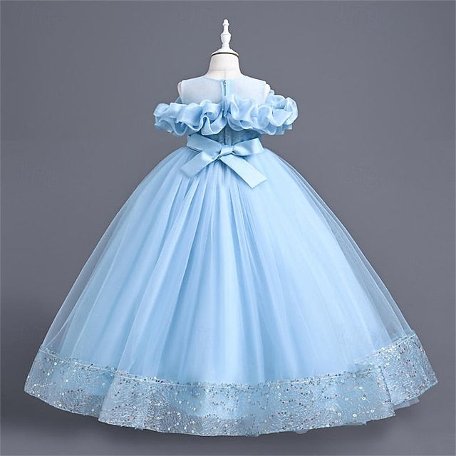 Girl Color Flower Girls' Solid 3D Party Dress