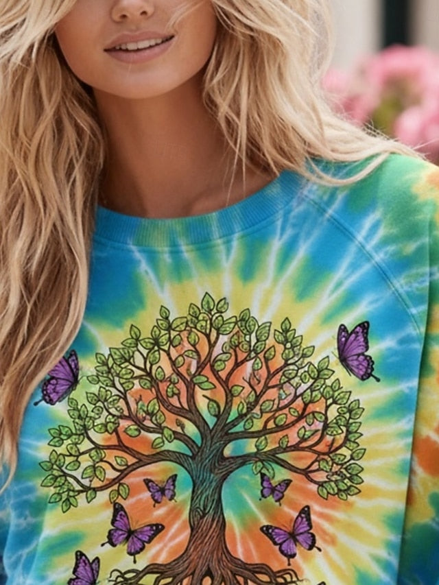 Women's Pullover Sweatshirts Print Graphic Tie Dye Fashion