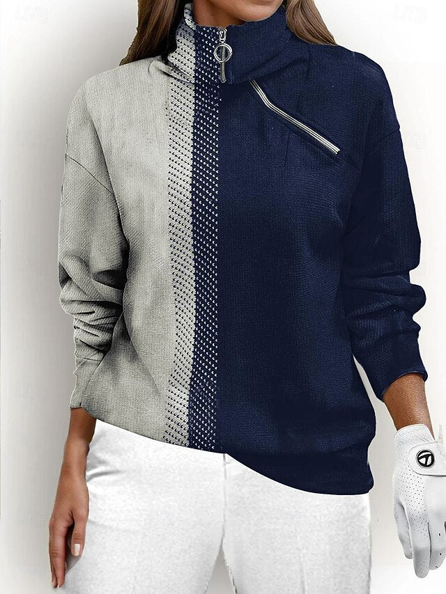 Women's Golf Pullover Sweatshirt Black Blue Rose Red Long