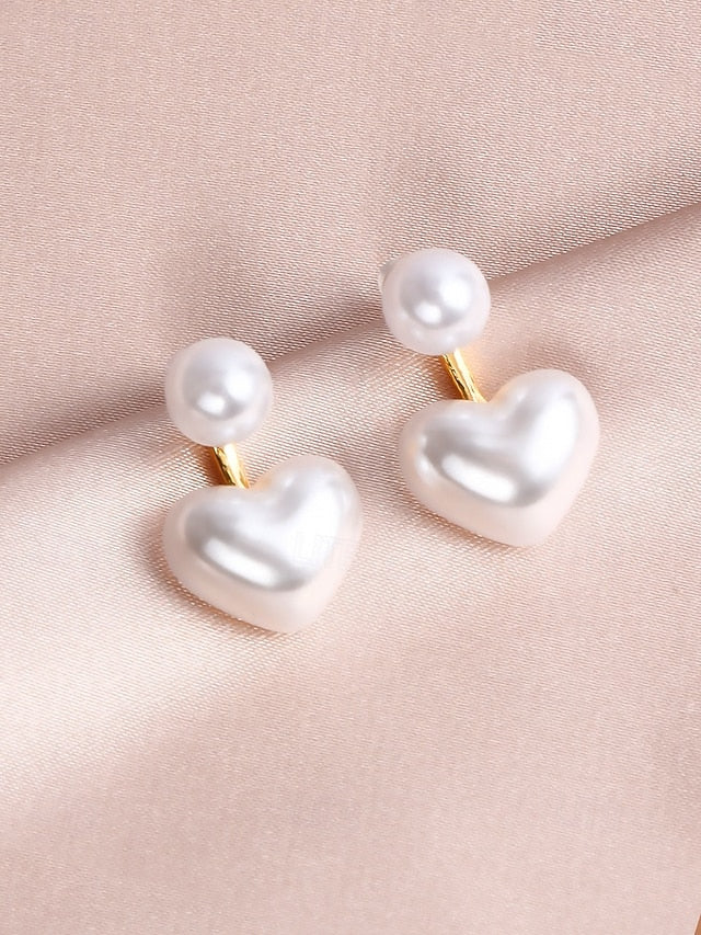 Minimalist Earrings Elegant Romantic Heart-Shaped Drop Pearl –