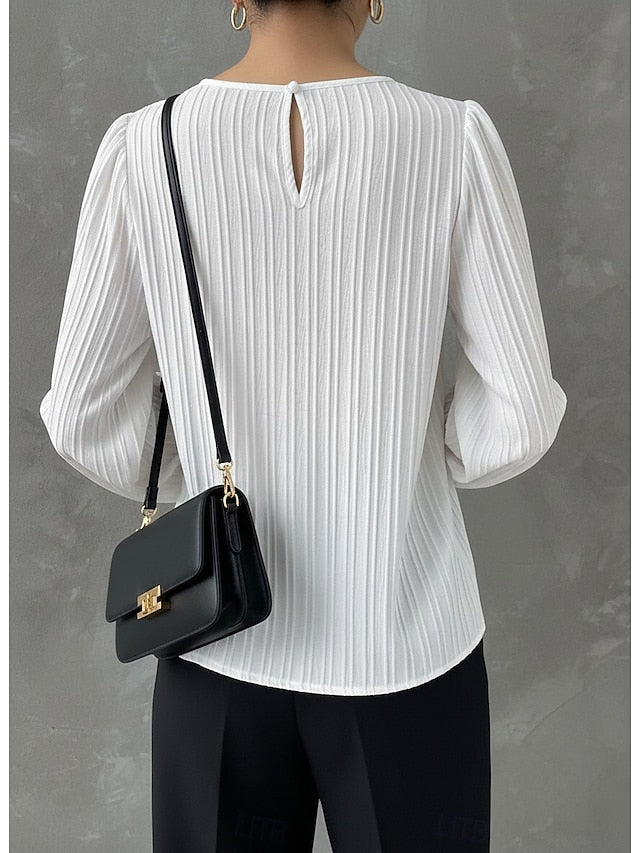 Women's Dressy Tops Patchwork Draped Solid Color Plain