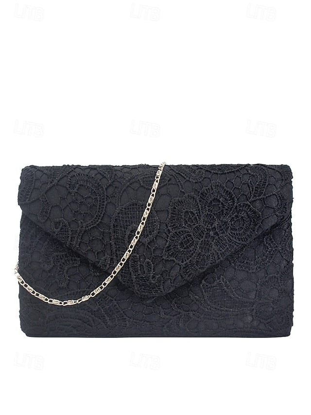 Clutch with Lace Women's Bag Evening Strap Chain