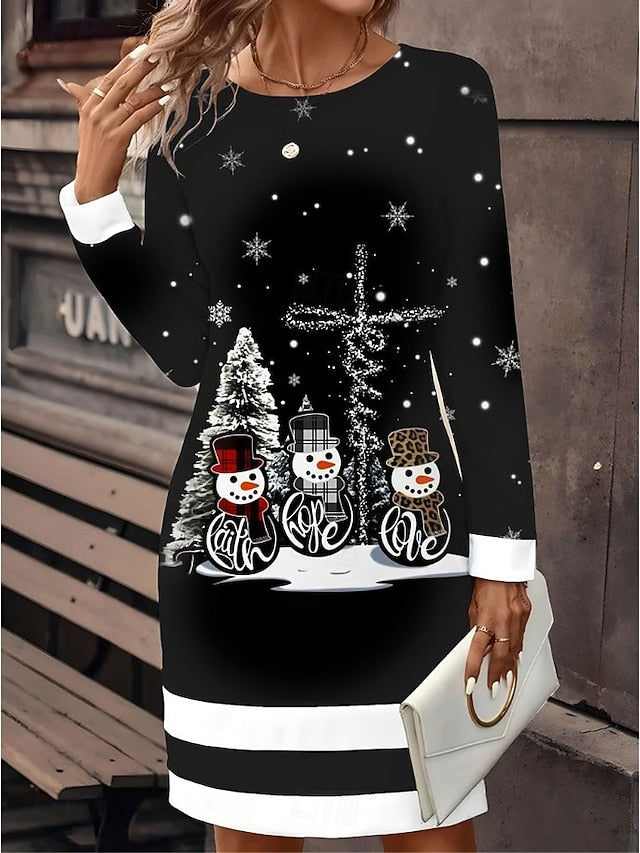 Christmas Women's Mini Dress T Shirt Dress Tee Dress Shift
